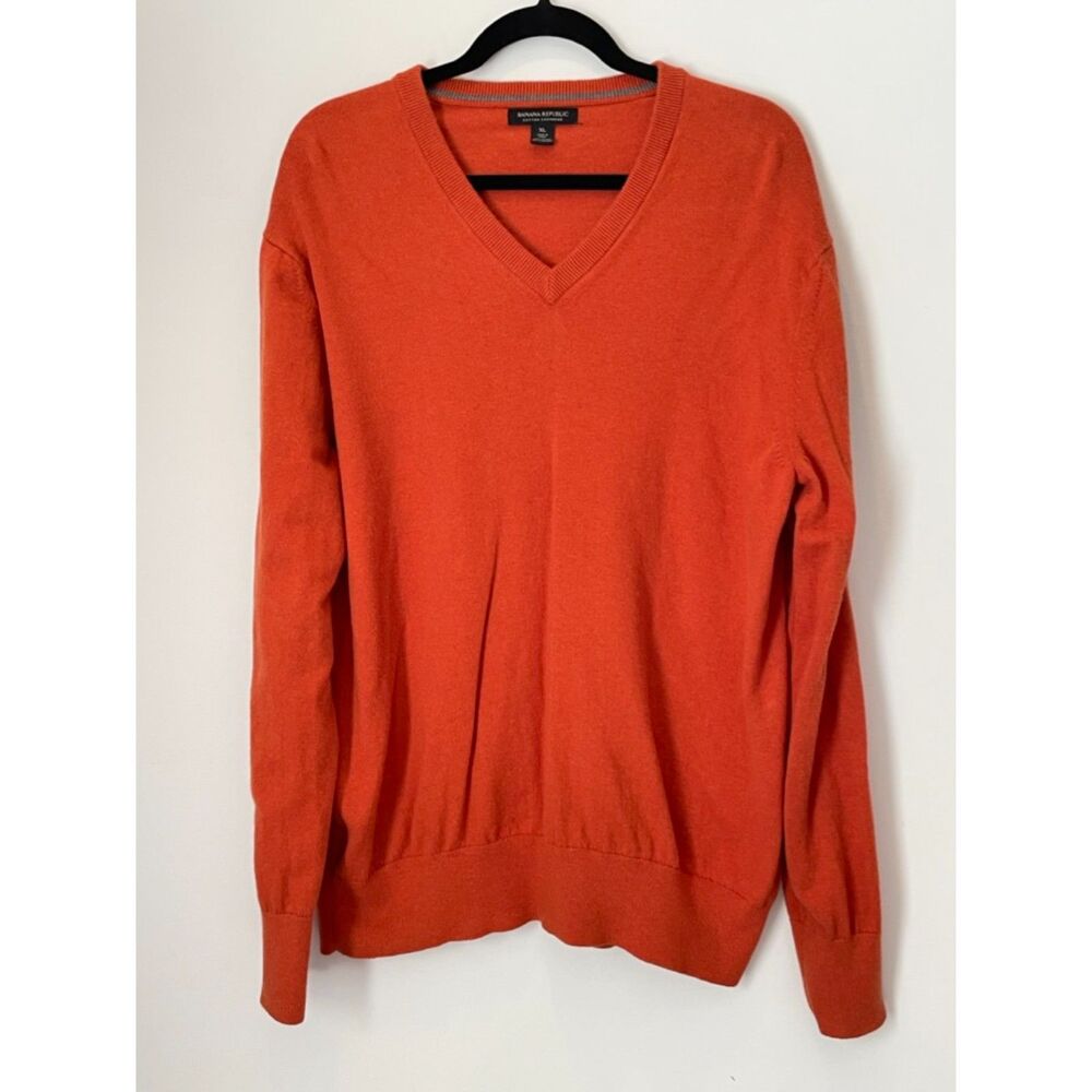 Banana Republic Men's Cotton Cashmere V neck Sweater Size XL m43 classic Preppy